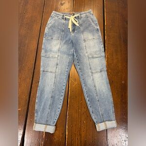 Darlene High Rise Cuffed Cargo Jogger Jeans by JUDY BLUE